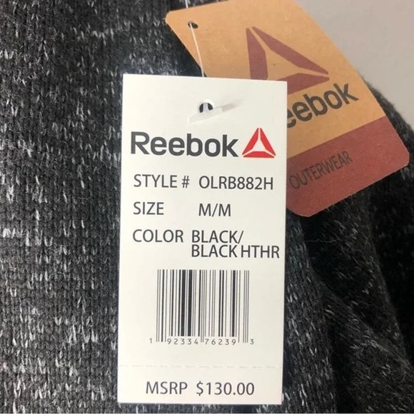 Reebok Black & Black Heather Fleece Women’s Puffer Jacket - Size Medium * wom106 - Picture 9 of 11